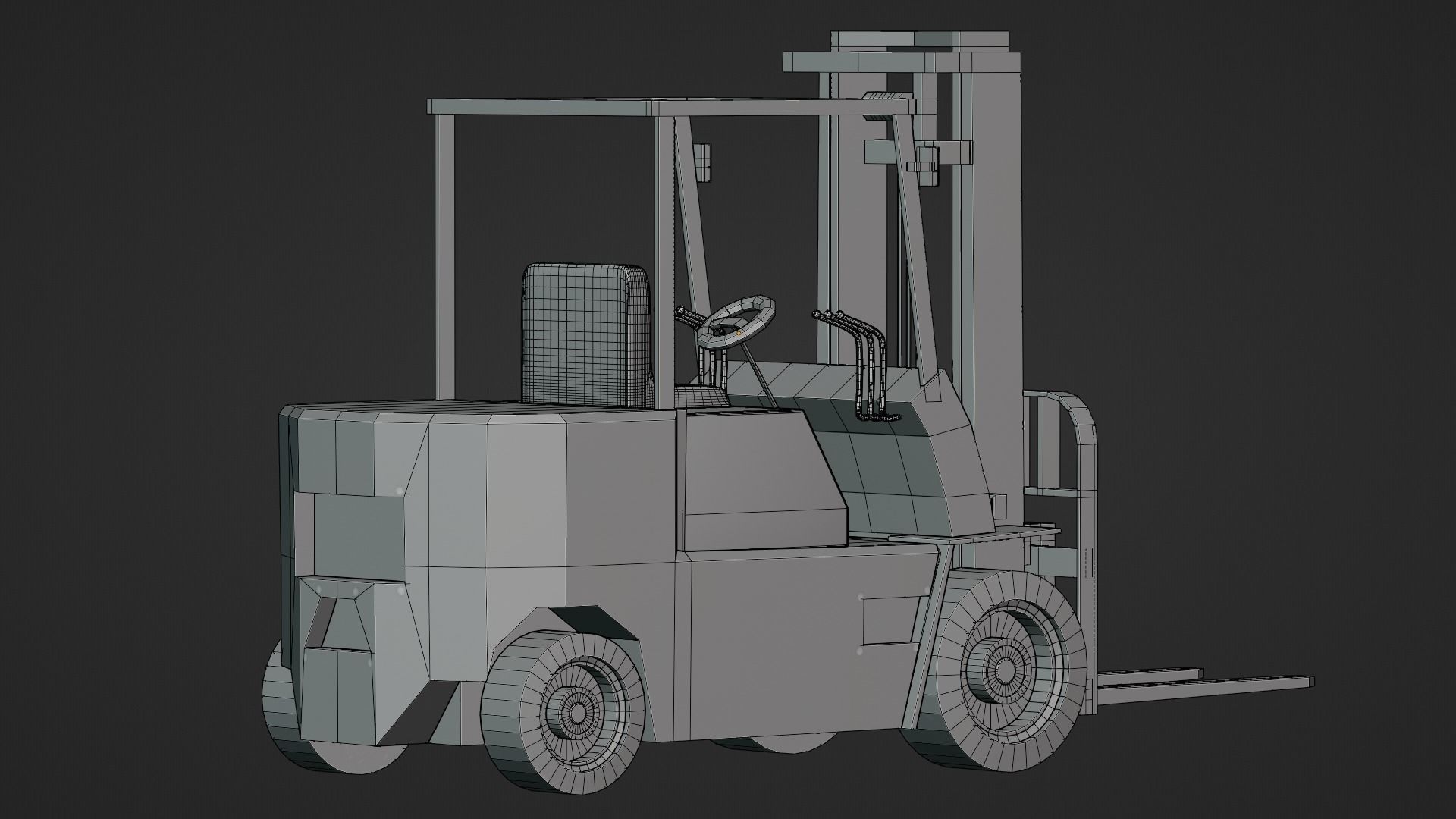Forklift Worn out Low-poly 3D model_8