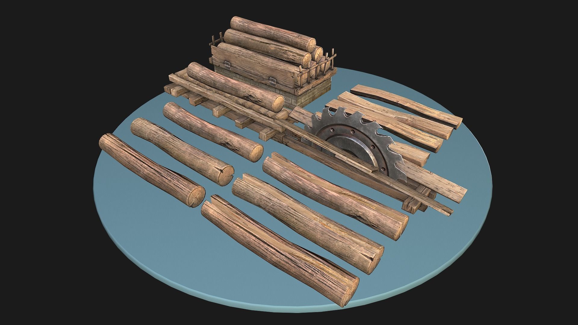 Sawmill and Warehouse Low-poly 3D model_24