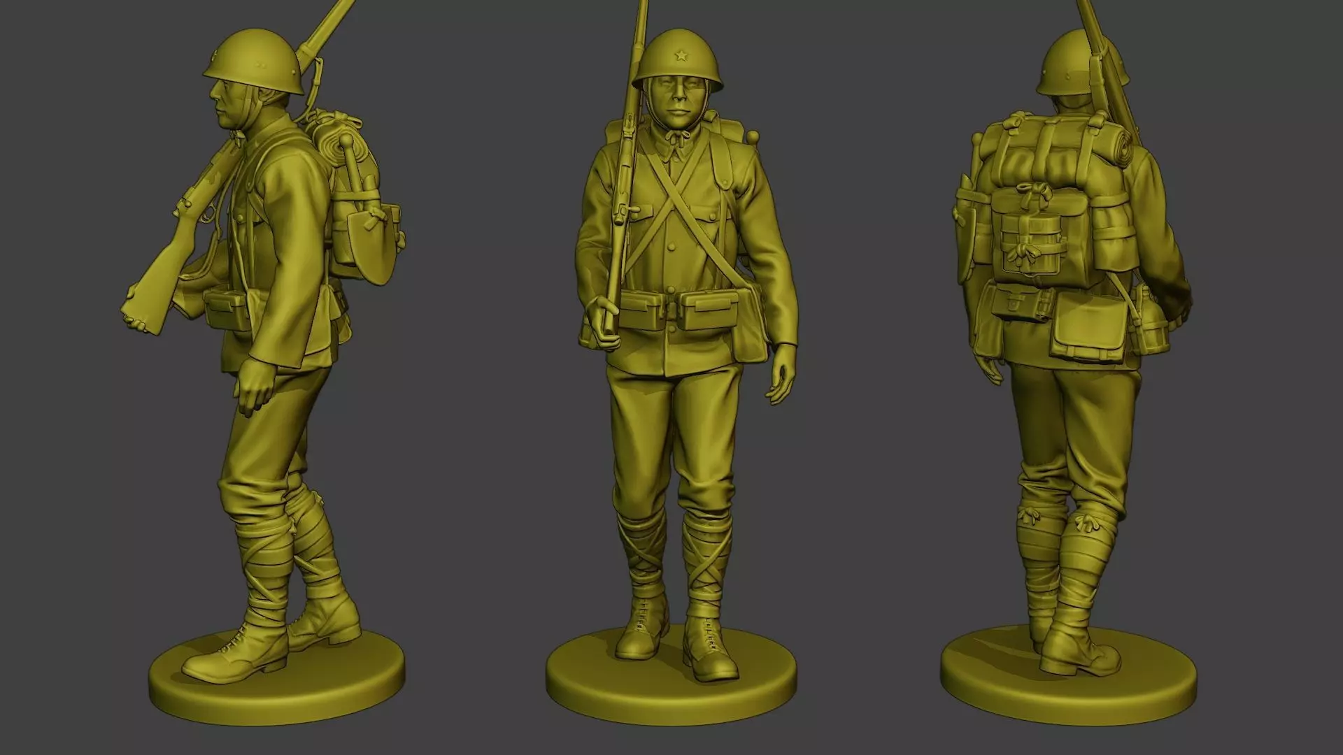 Japanese soldier ww2 Walk J1 3D print model_0