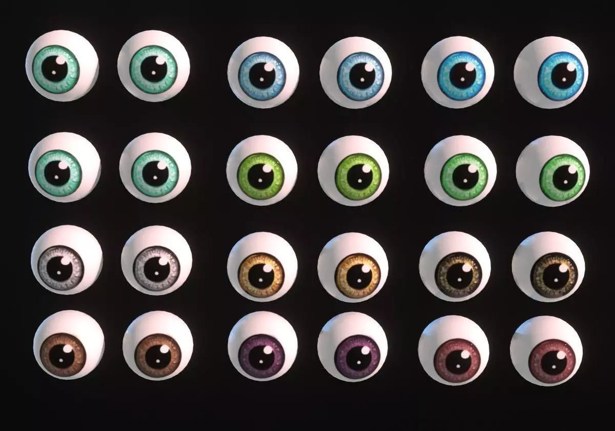 12 eyeballs pair pack Low-poly 3D model_0