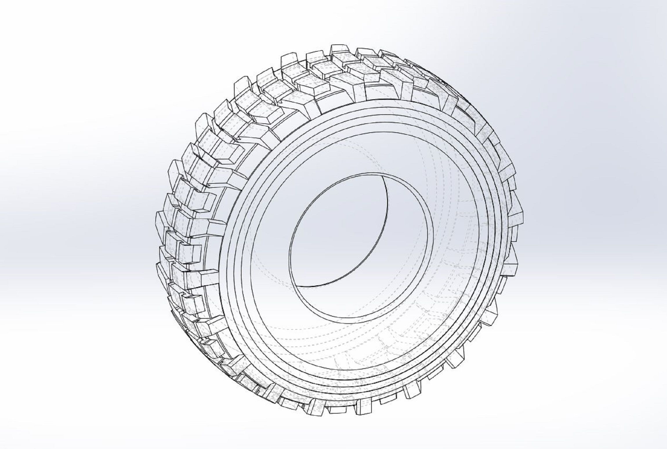 Military truck tire 5 Scale 1 to 25 3D print model_8