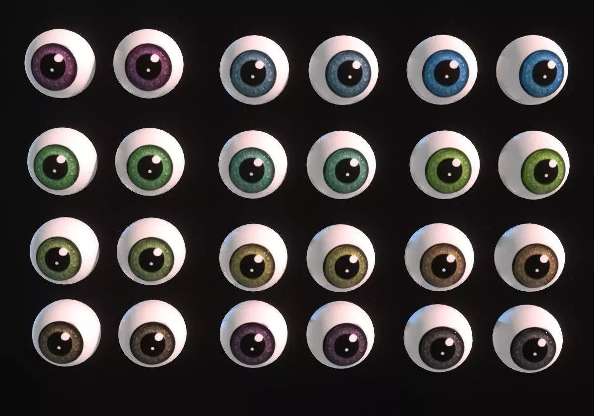 12 eyeballs pair pack 3D model_0