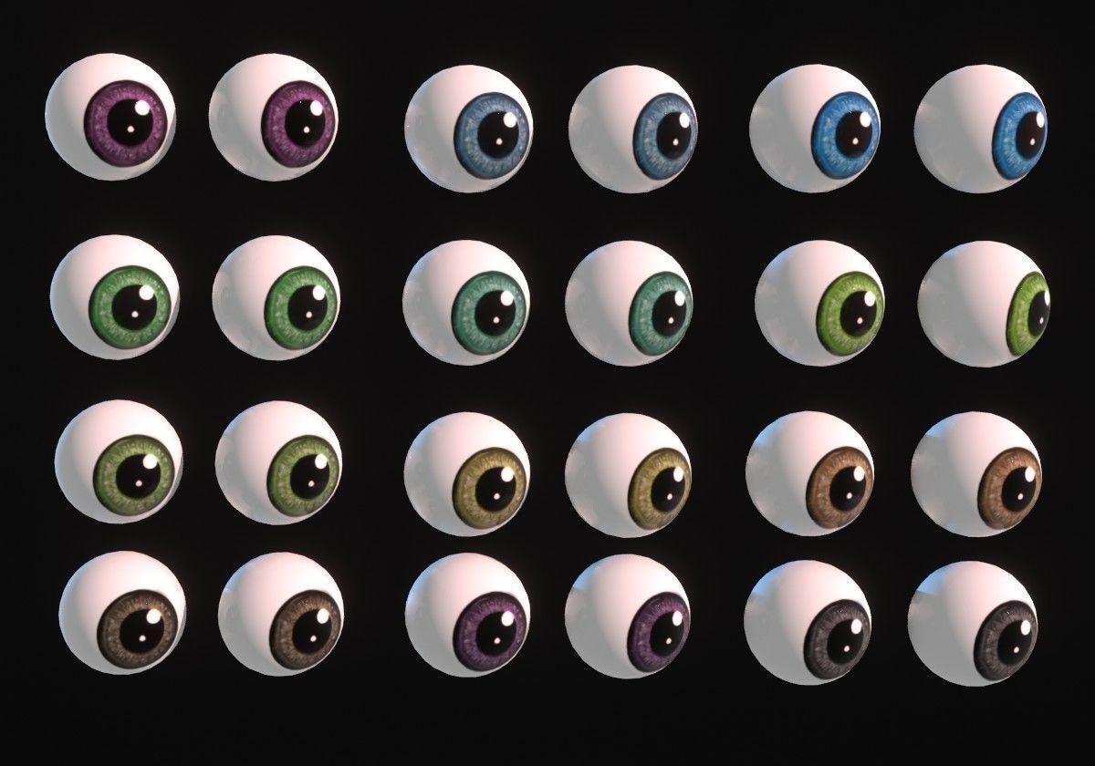 12 eyeballs pair pack 3D model_1