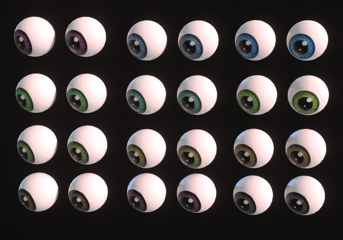 12 eyeballs pair pack 3D model_4