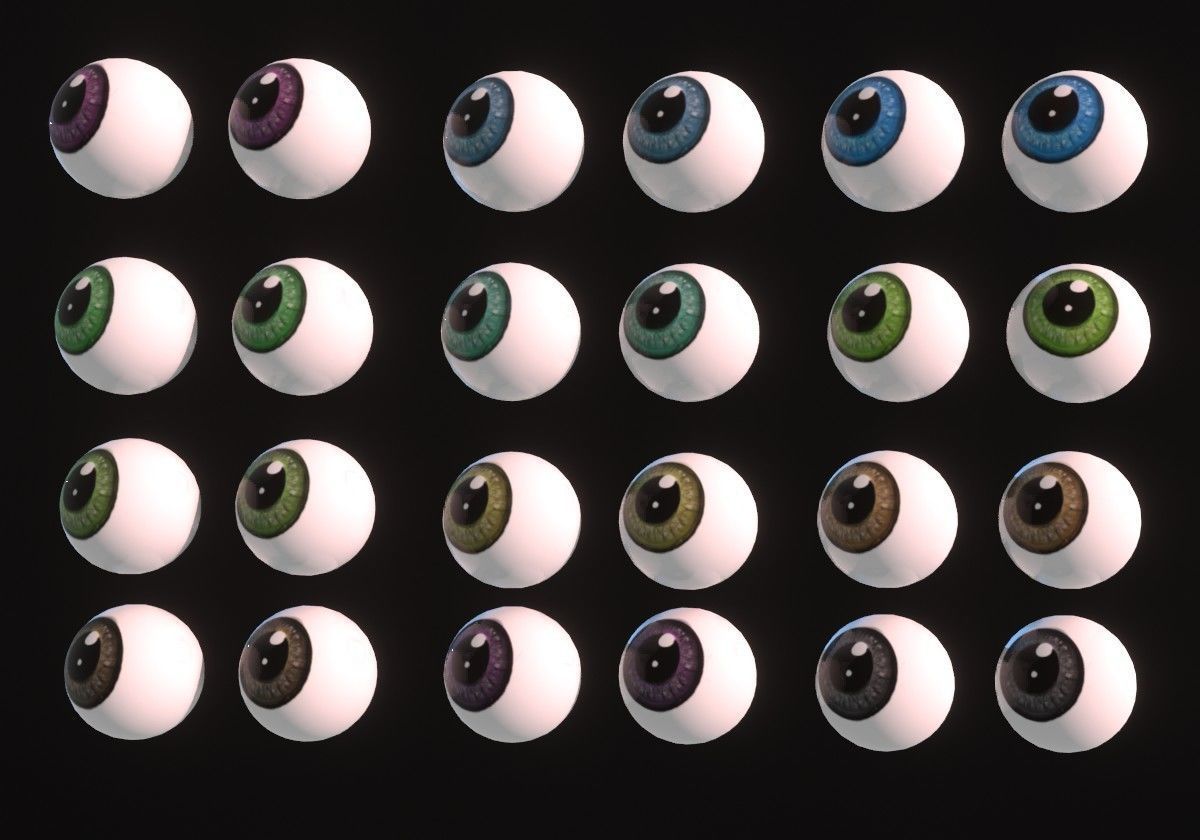 12 eyeballs pair pack 3D model_3
