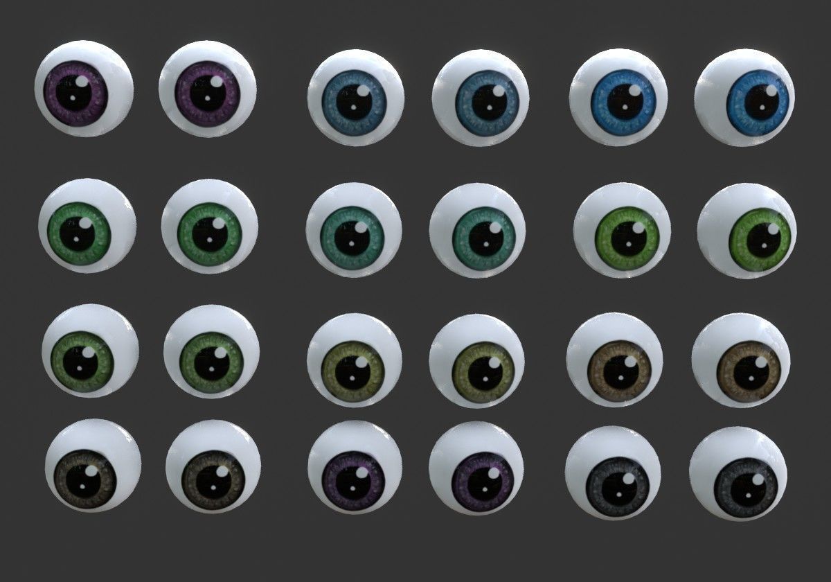 12 eyeballs pair pack 3D model_8