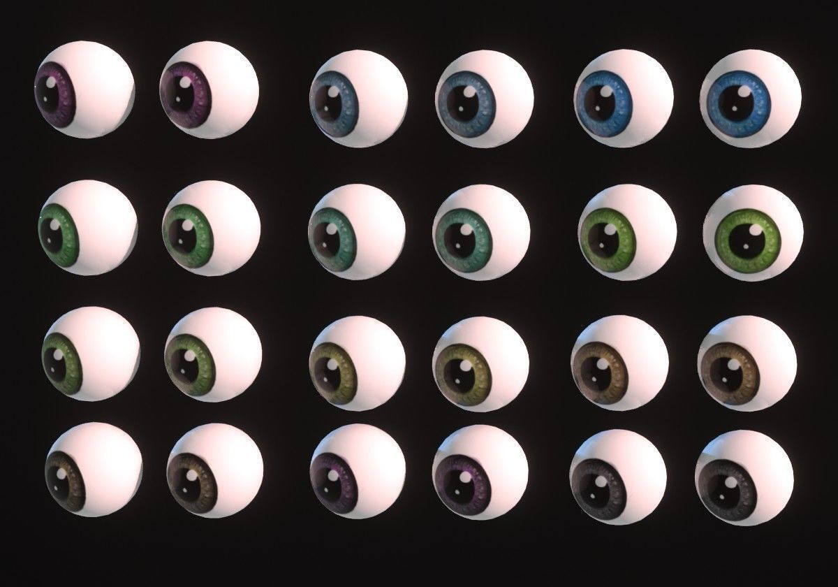 12 eyeballs pair pack 3D model_2