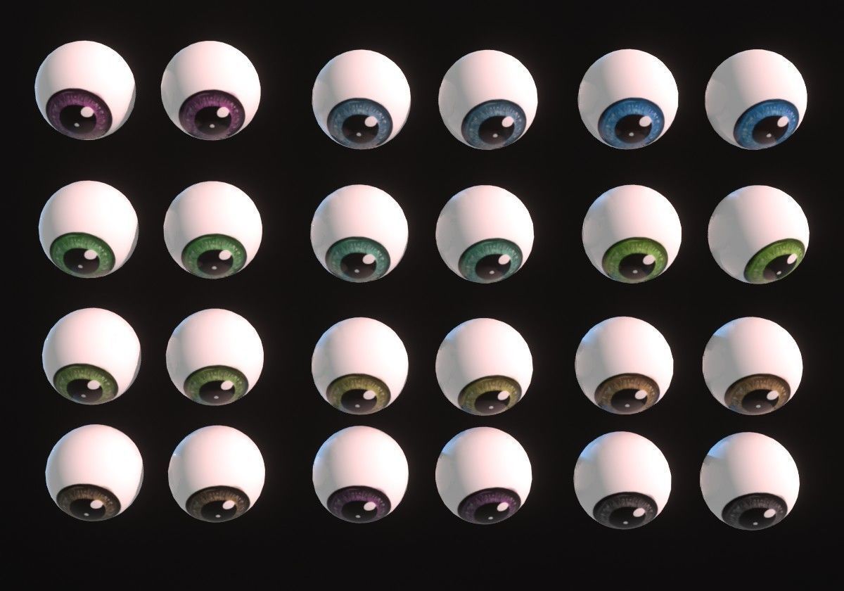 12 eyeballs pair pack 3D model_5