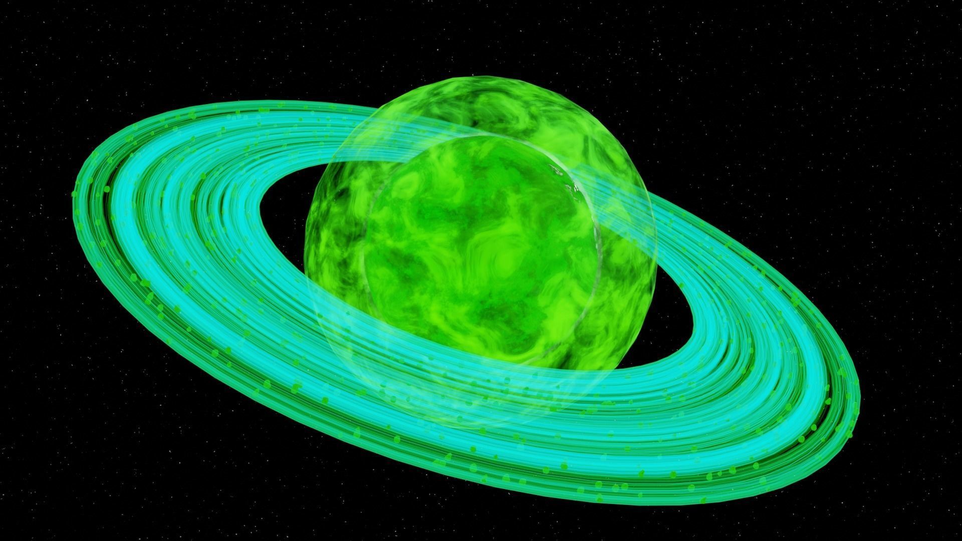 Gaseous Planet with Rings 3D model_1
