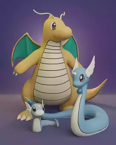 Pokemon - Dratini Dragonair and Dragonite