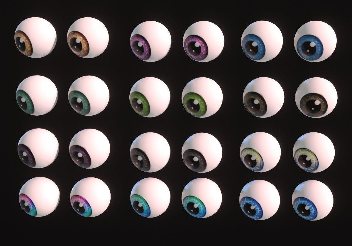 12 eye textures pack Low-poly 3D model_4