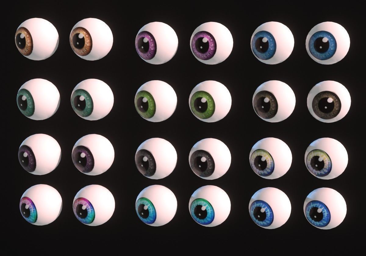 12 eye textures pack Low-poly 3D model_2