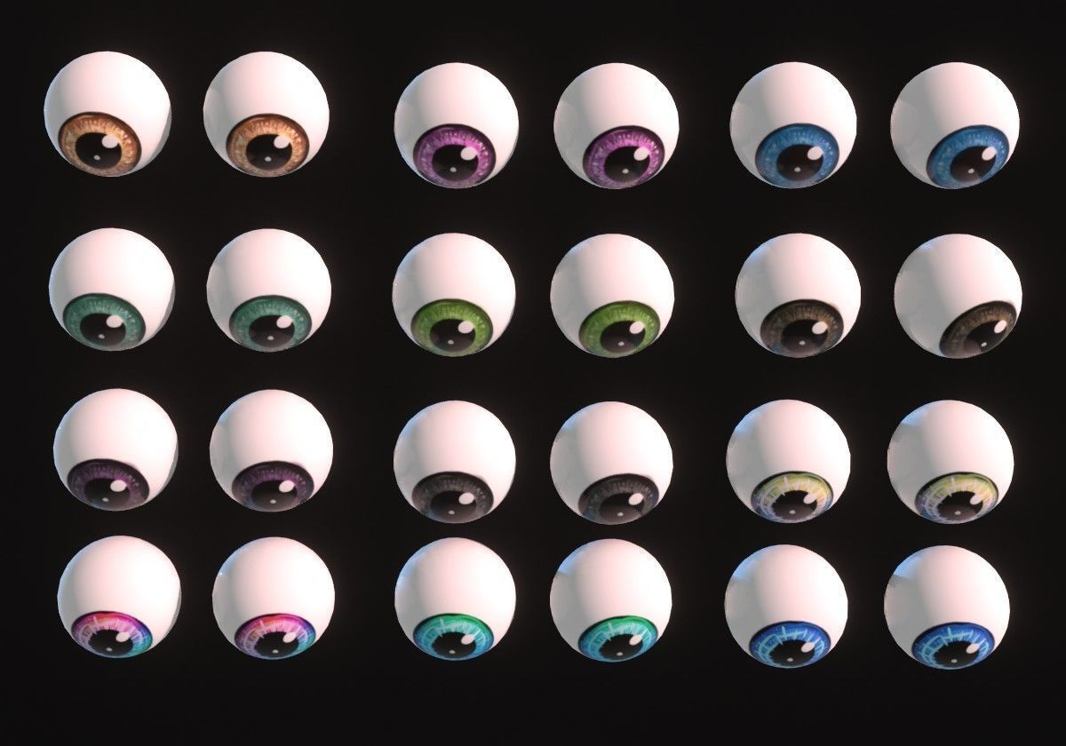 12 eye textures pack Low-poly 3D model_5