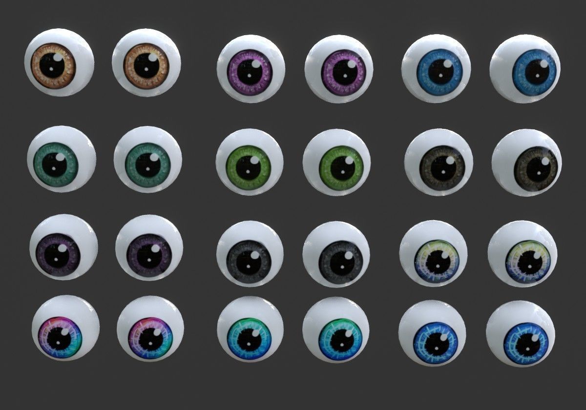 12 eye textures pack Low-poly 3D model_8