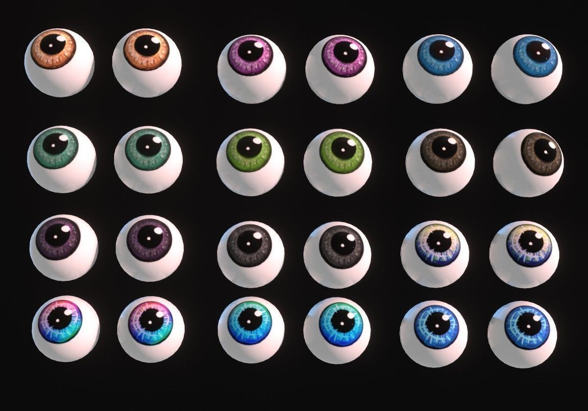 12 eye textures pack Low-poly 3D model_6