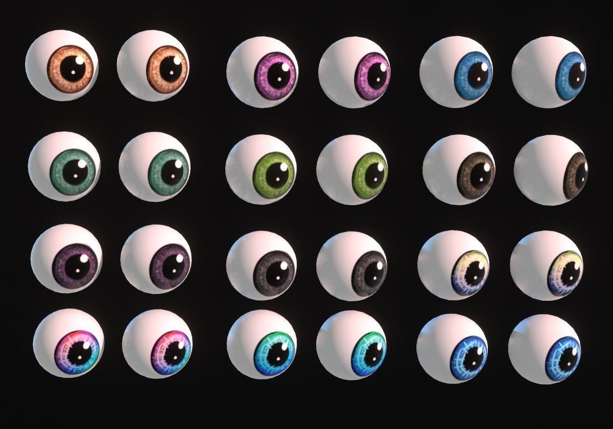 12 eye textures pack Low-poly 3D model_1