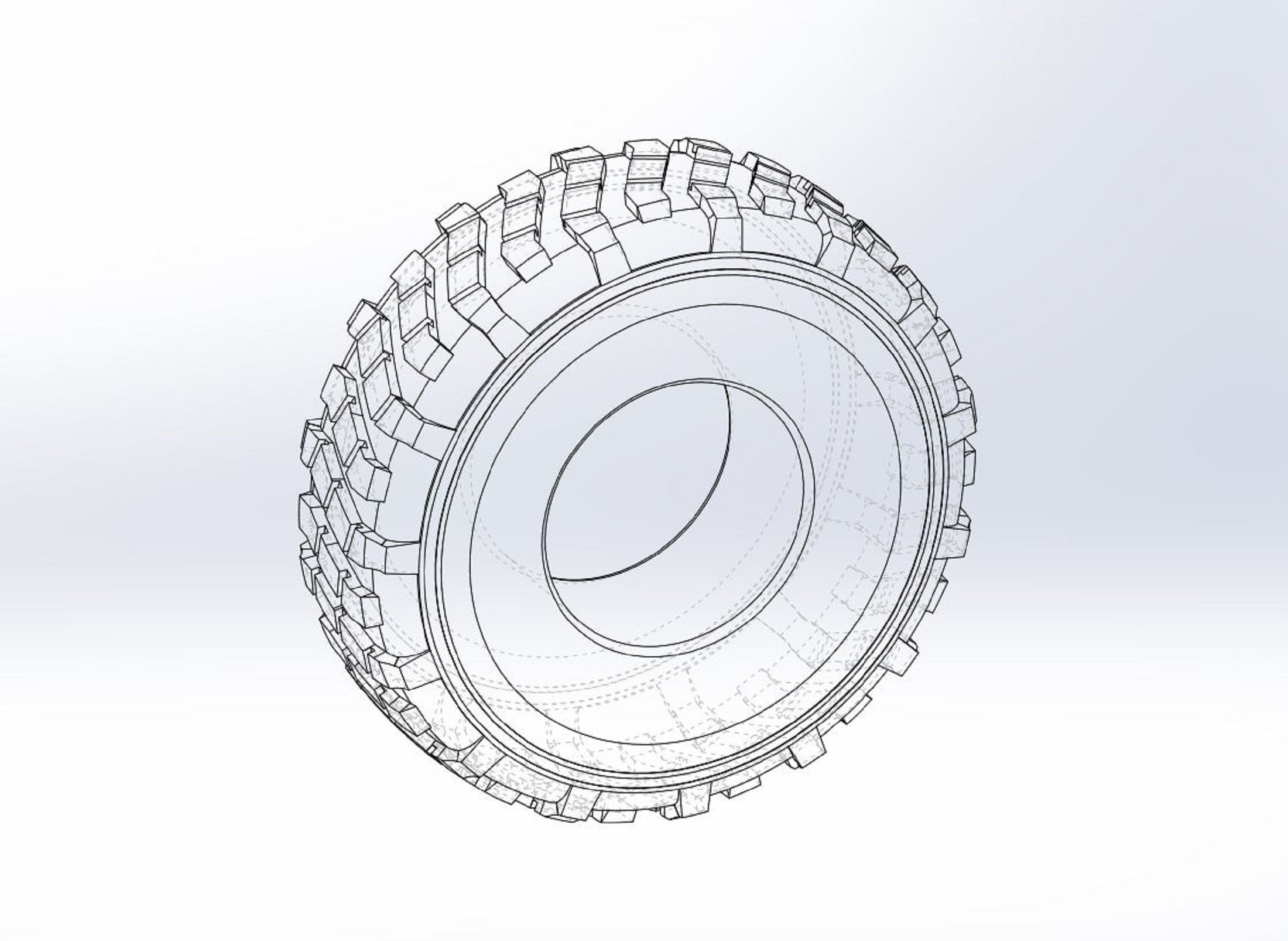 Military truck tire 6 Scale 1 to 25 3D print model_8