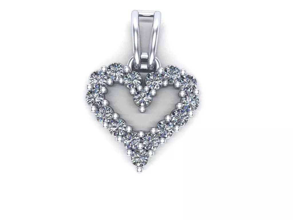 Tifany heart pendant diamond 3D print model