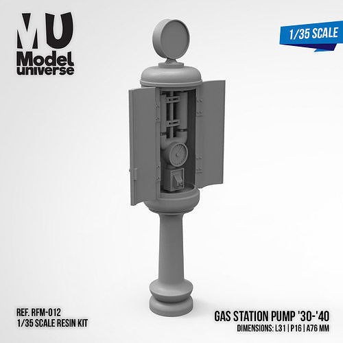 Gas Station Pump 1935-1940 - 1-35 scale diorama accessory 3D print model