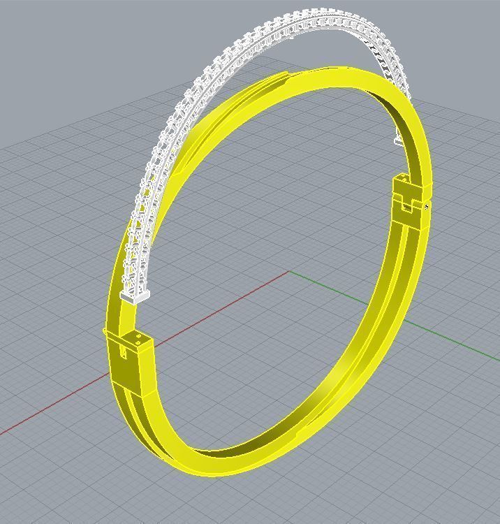 Bracelet gold bangle with diamonds 3D print model_5