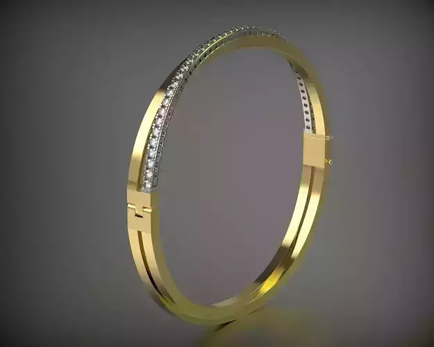 Bracelet gold bangle with diamonds