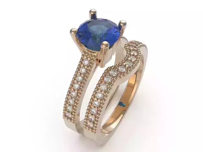 Engagement ring with curved band ready for print