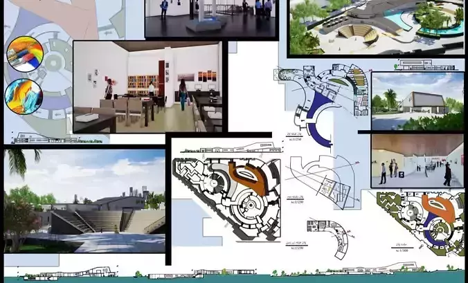 Professional designer of a complete painting museum project 3D model
