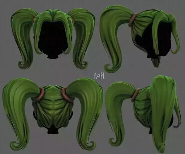 3D Hair style for girl V102 Low-poly 3D model