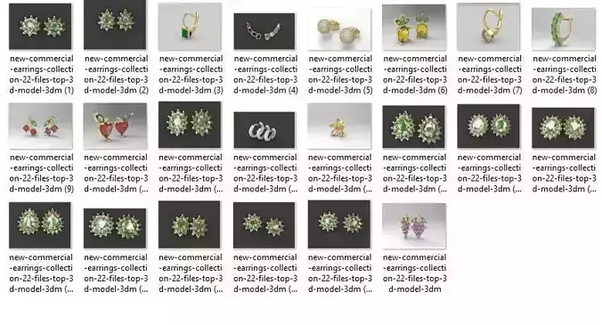 new commercial earrings collection 22 files top 3D print model