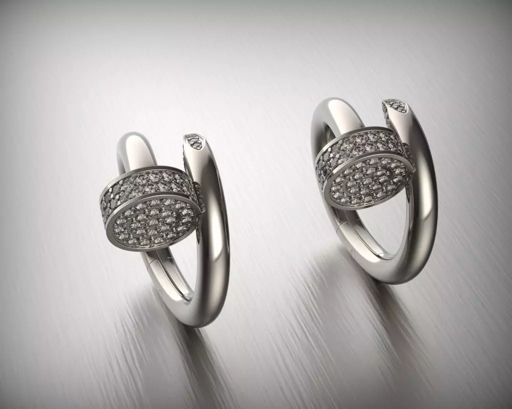 Cufflinks two rings with diamonds 3D print model_0