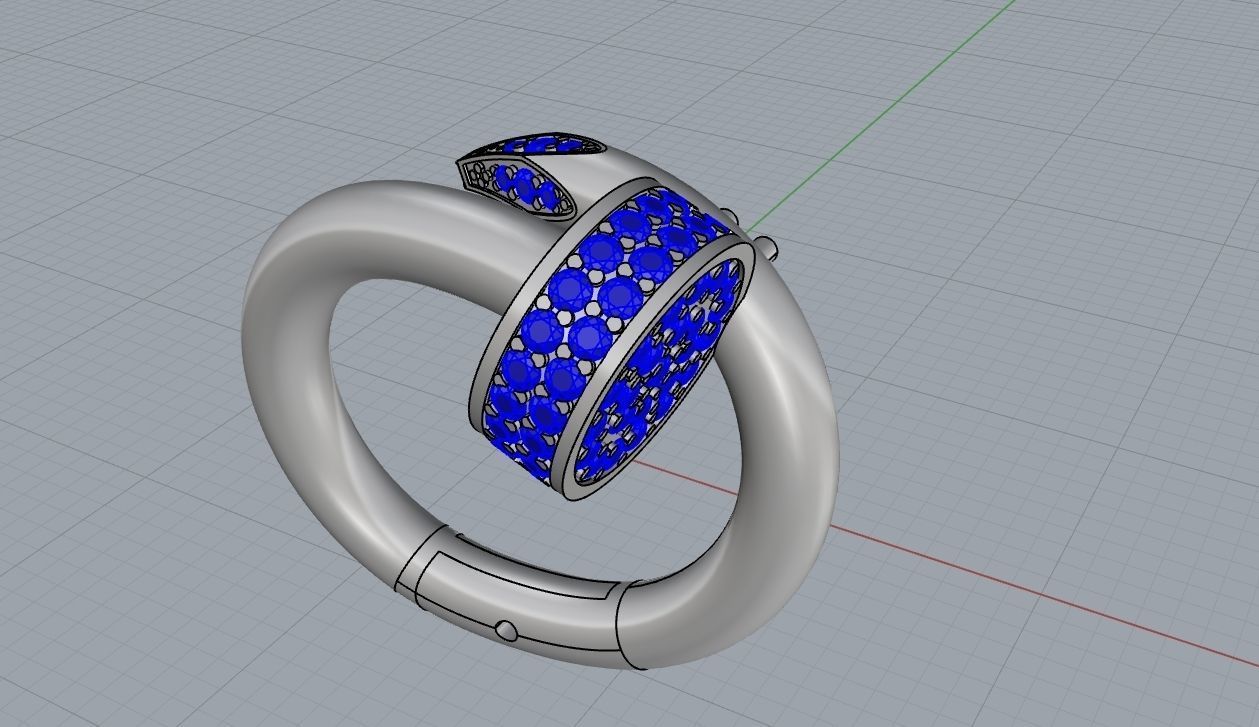 Cufflinks two rings with diamonds 3D print model_11