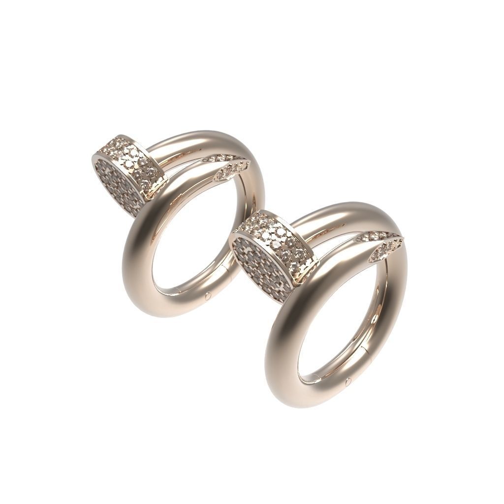 Cufflinks two rings with diamonds 3D print model_2