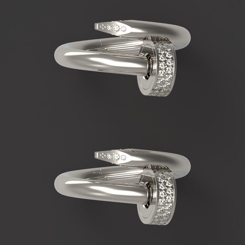 Cufflinks two rings with diamonds 3D print model_8