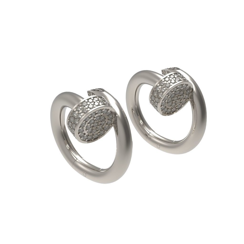 Cufflinks two rings with diamonds 3D print model_3