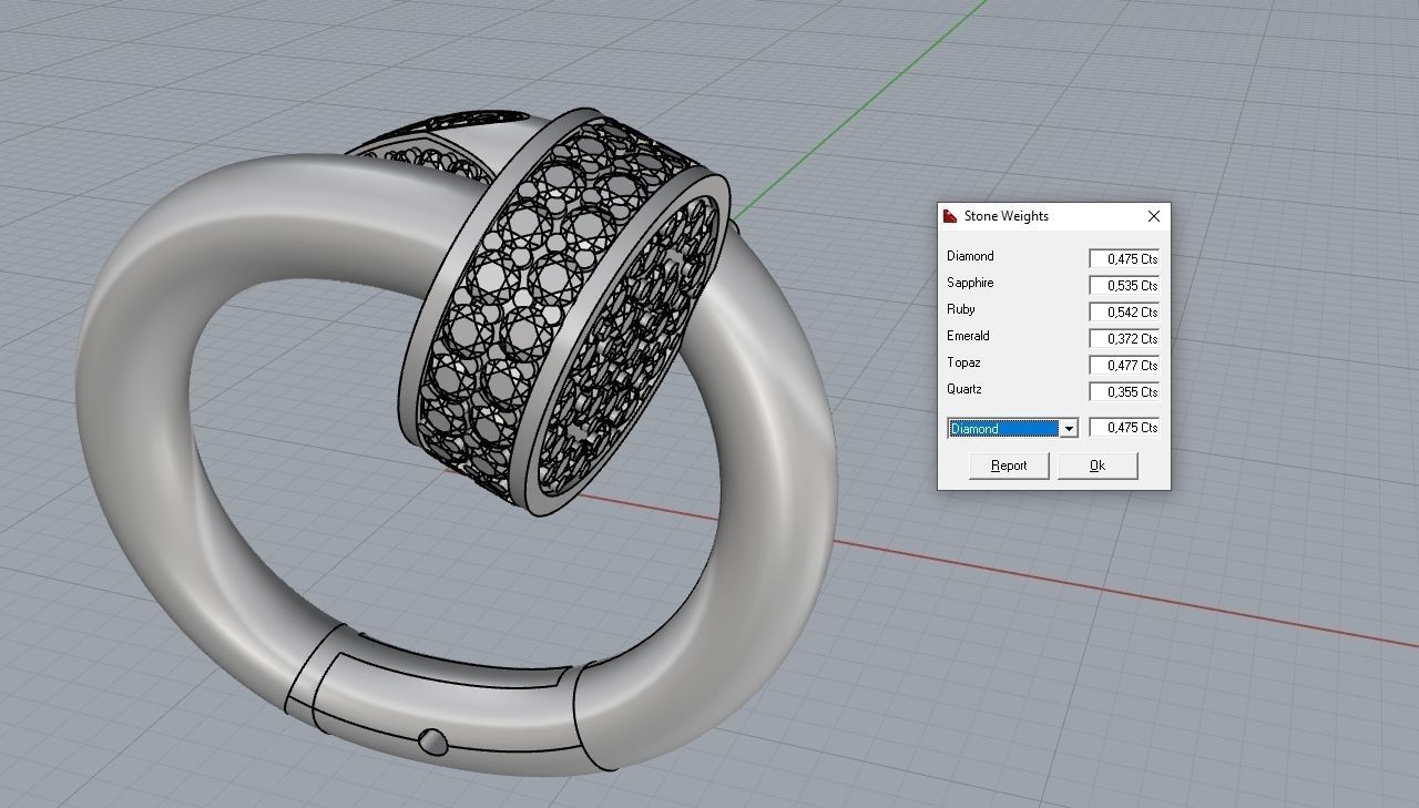 Cufflinks two rings with diamonds 3D print model_12