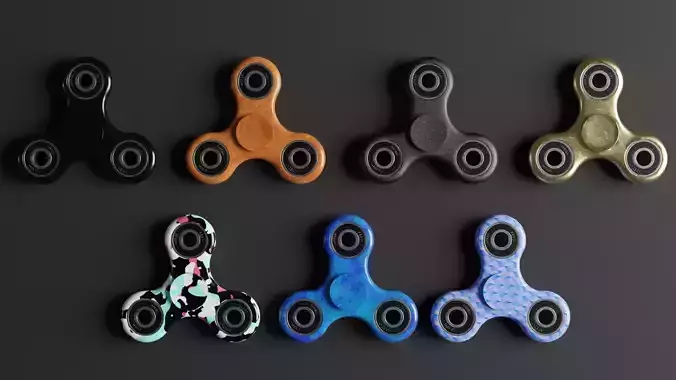 Fidget spinner 7 Materials rigged animatable unlimited colors Low-poly 3D model