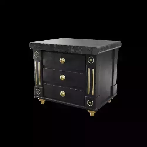 Cabinet nightstand with brass drawers