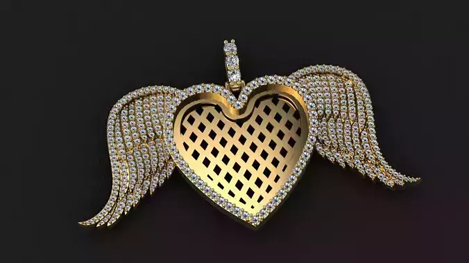 Heart Wings Memory Pendant 