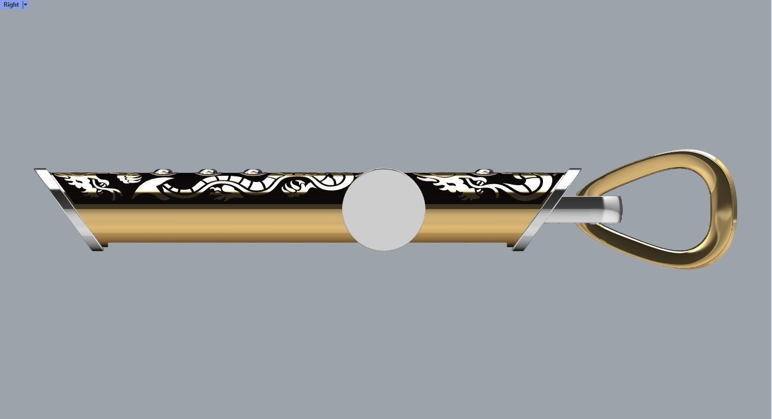 Cross-Dragons-Gems cross pendant in gold and silver 3D print model_3