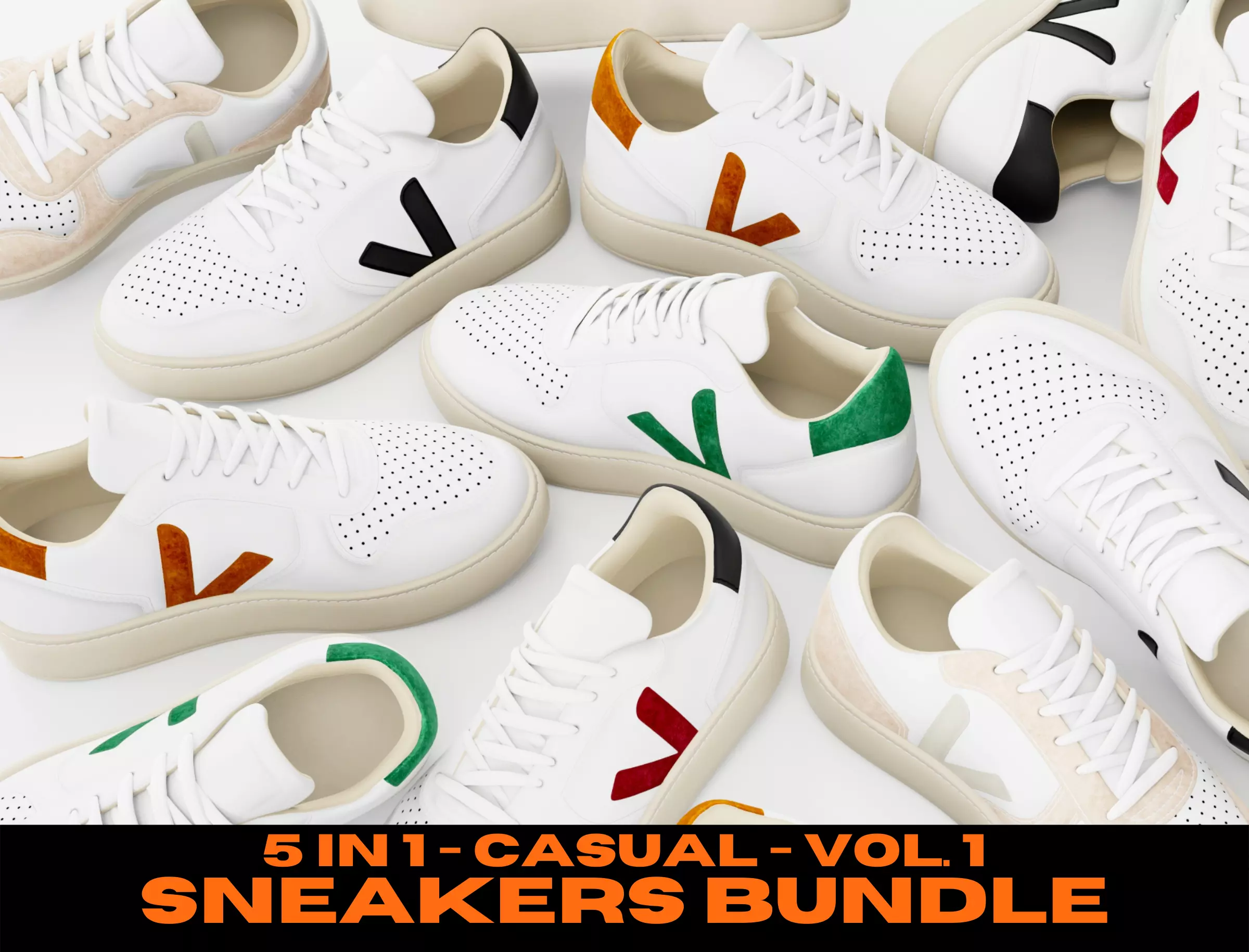 Veja Casual Sneakers Leather - Bundle Vol 1 Low-poly 3D model