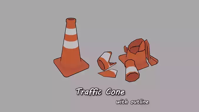 Traffic Cone Low-poly 3D model