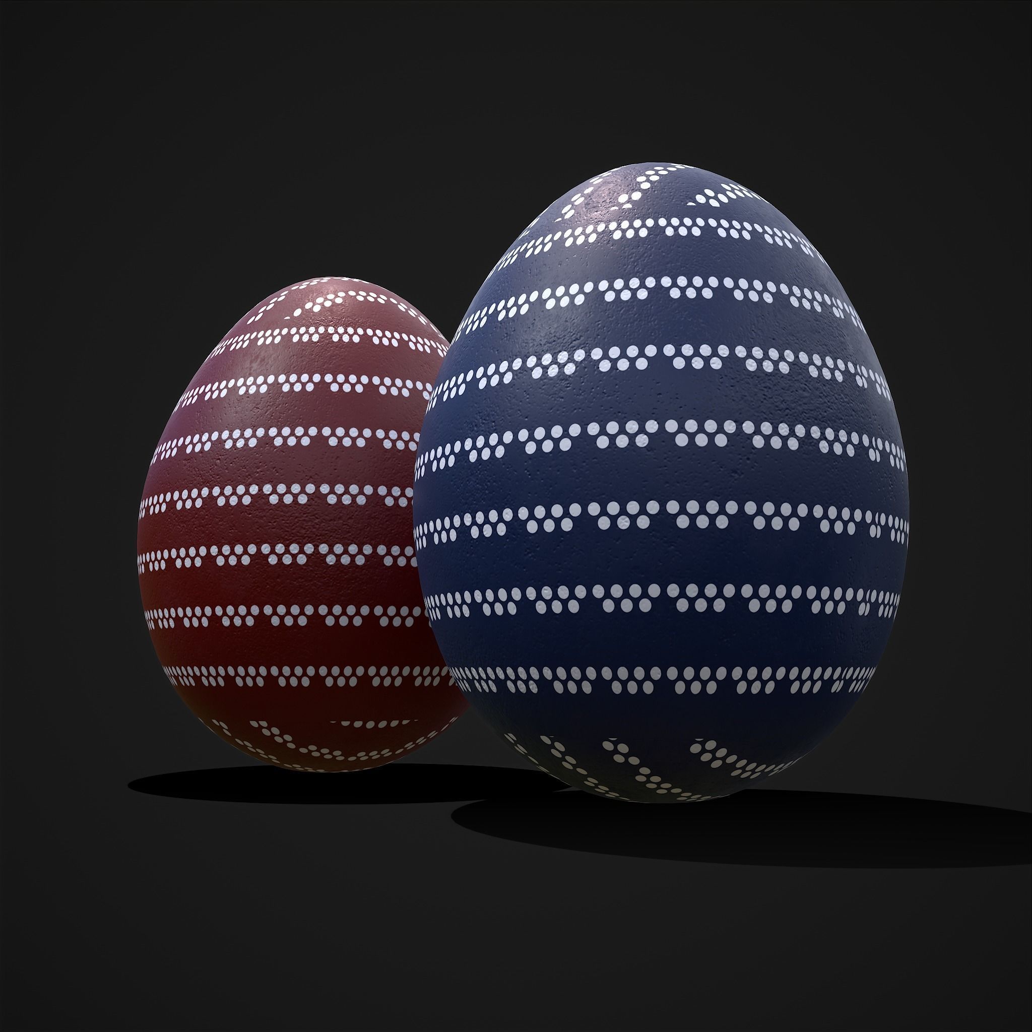 Easter Eggs Two Lined Spots Low-poly 3D model_9