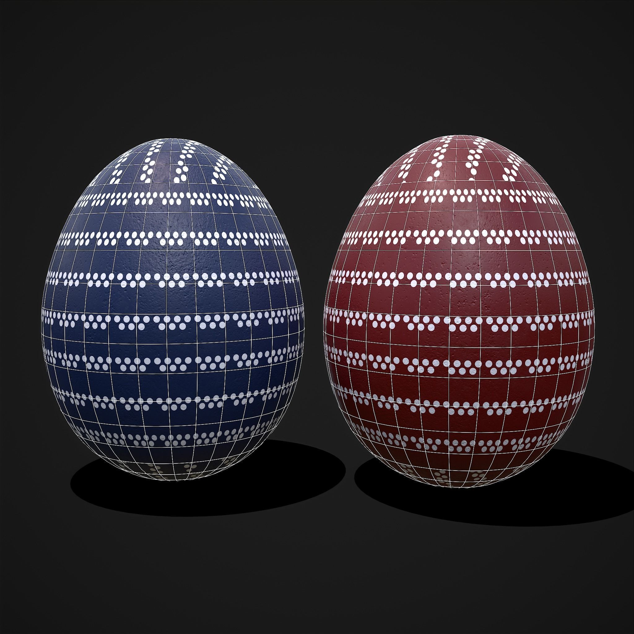 Easter Eggs Two Lined Spots Low-poly 3D model_2