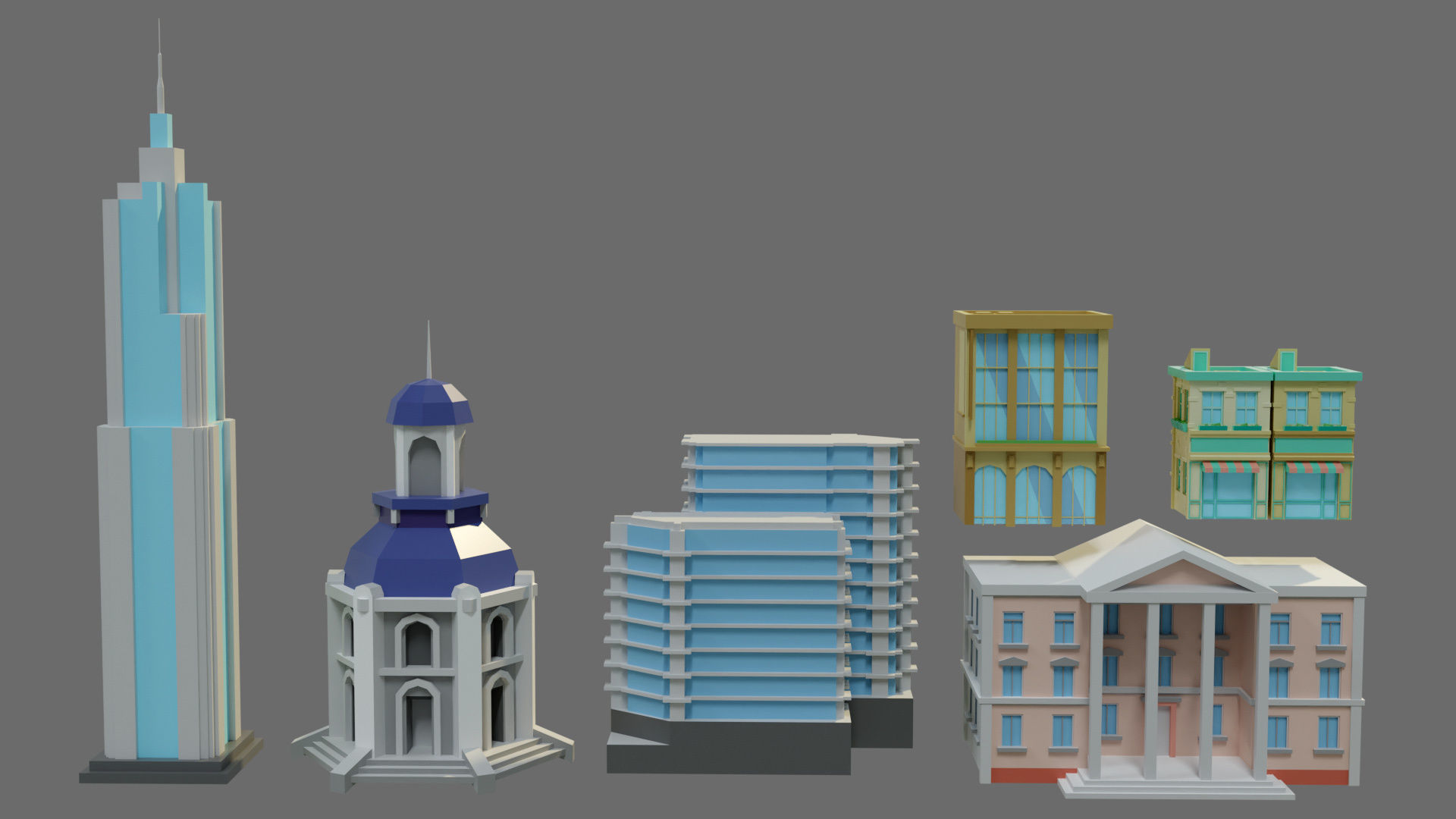 Cartoon city-1 Low-poly 3D model_30