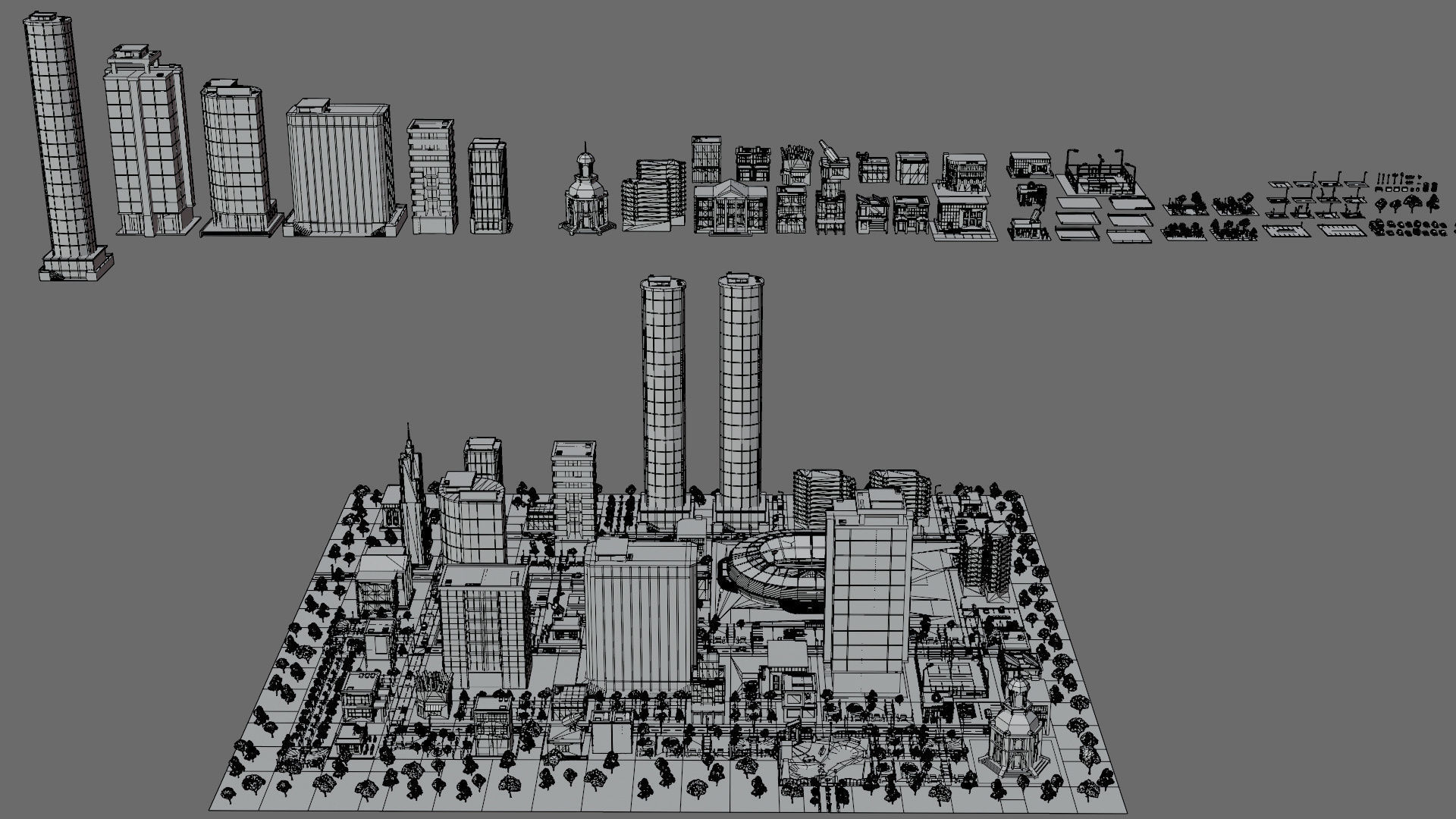 Cartoon city-1 Low-poly 3D model_27