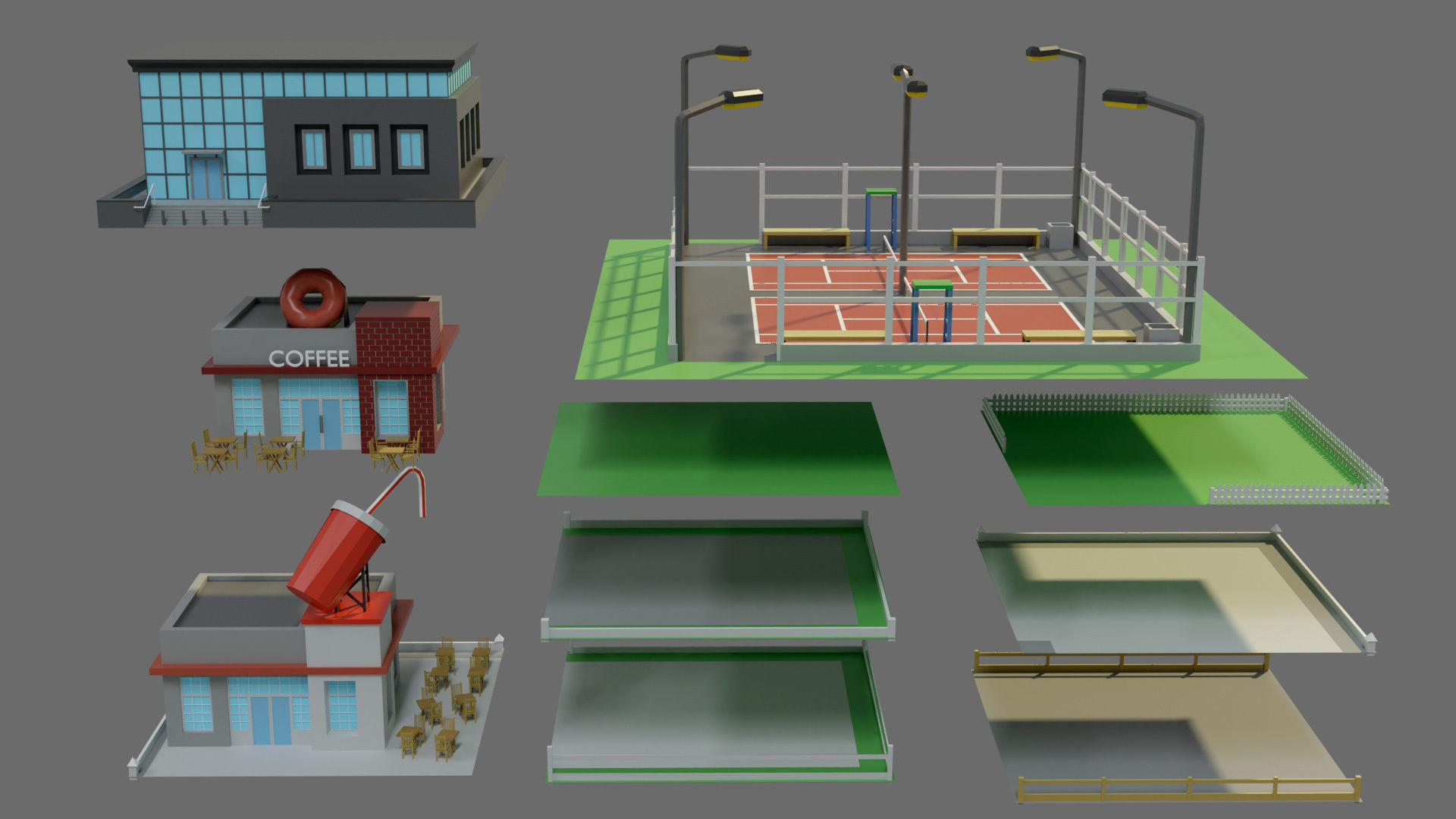 Cartoon city-1 Low-poly 3D model_34