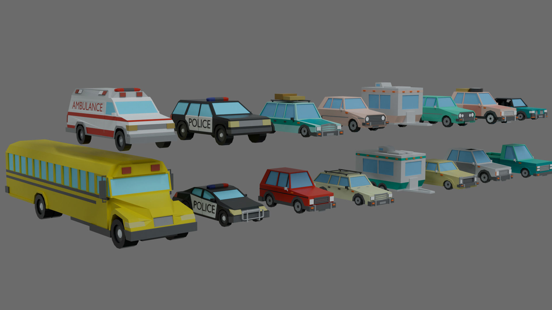 Cartoon city-1 Low-poly 3D model_42