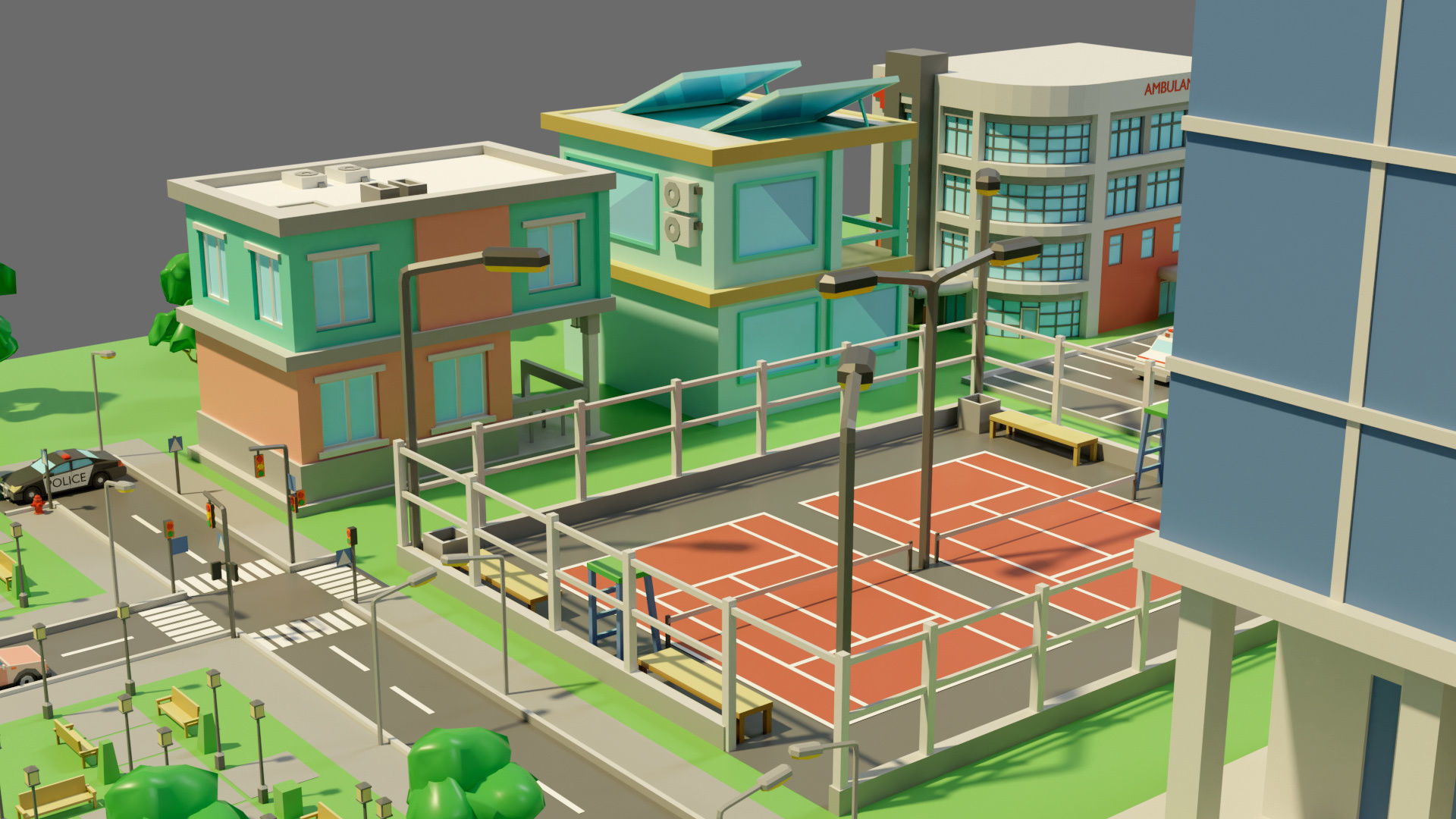 Cartoon city-1 Low-poly 3D model_18