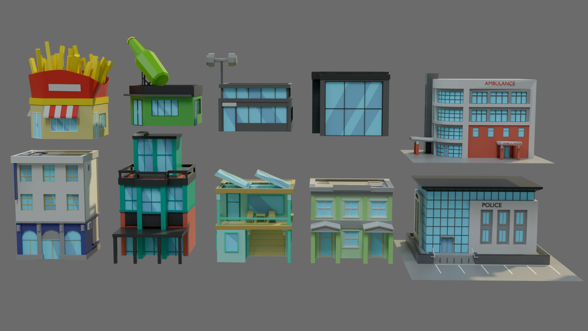 Cartoon city-1 Low-poly 3D model_32