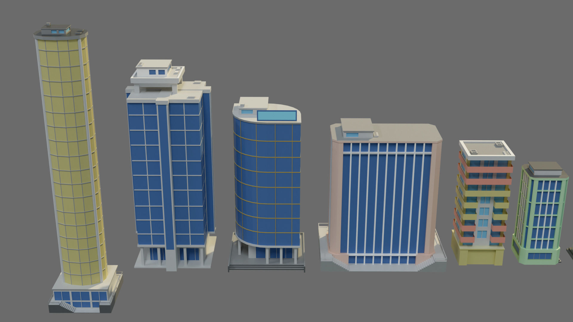 Cartoon city-1 Low-poly 3D model_28